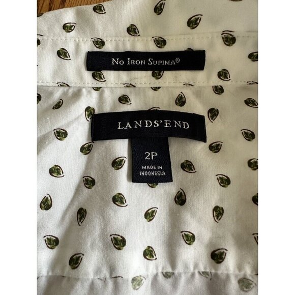 Lands' End No Iron 100% Supima Baumwolle  Button Down Floral Print Shirt Size 2P - Picture 4 of 11